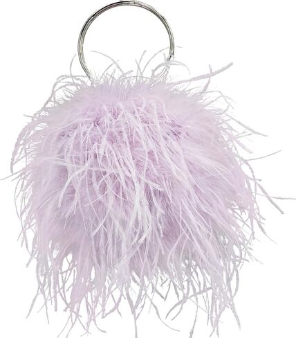 LVCOMEFF Women Ostrich Feather Purse Round Clutch Mini Handbag Cute Furry Evening Purse for Party Wedding in Saudi Arabia