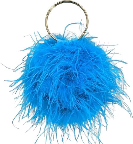 LVCOMEFF Women Ostrich Feather Purse Round Clutch Mini Handbag Cute Furry Evening Purse for Party Wedding in Saudi Arabia