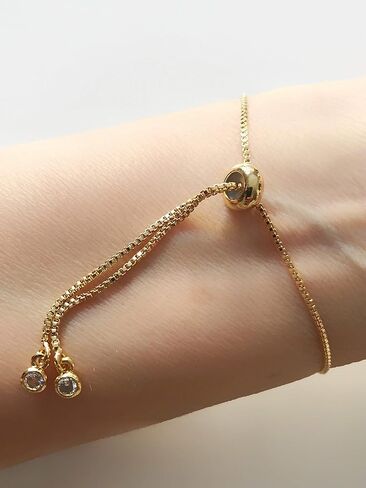 SIFRIMANIA Minimalist Adjustable Gold Plated Bracelet with Abalone Inlay and Cubic Zirconia Accent, Handmade Modern Jewelry for Women in Saudi Arabia
