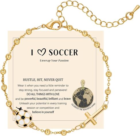 Soccer Volleyball Cross Bracelet for Women Adjustable 14K Gold Beaded Football Basketball Charm Bracelet Christian Faith Jewelry Sports Gift in Saudi Arabia