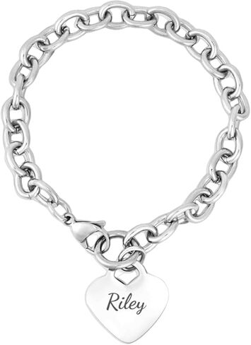 Personalized Stainless Steel Heart Bracelet – Custom Engraved Bracelet with Up to 4 Lines of Text, Meaningful Keepsake Jewelry Gift for Her, Mom, Wife, Bridesmaid, Anniversary, Birthday or Memorial in Saudi Arabia