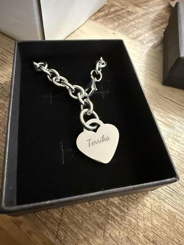 Personalized Stainless Steel Heart Bracelet – Custom Engraved Bracelet with Up to 4 Lines of Text, Meaningful Keepsake Jewelry Gift for Her, Mom, Wife, Bridesmaid, Anniversary, Birthday or Memorial in Saudi Arabia