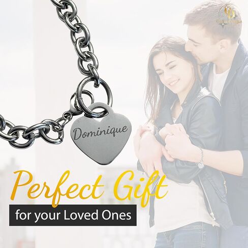 Personalized Stainless Steel Heart Bracelet – Custom Engraved Bracelet with Up to 4 Lines of Text, Meaningful Keepsake Jewelry Gift for Her, Mom, Wife, Bridesmaid, Anniversary, Birthday or Memorial in Saudi Arabia