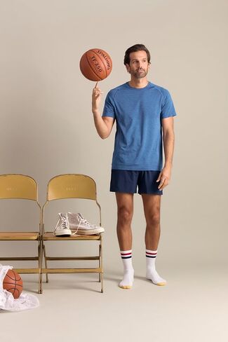 GOLDTOE Men's Cotton Blend Athletic Crew Socks, 6-Pairs, White/Royal Assorted, Shoe Size: 6-12.5 in Saudi Arabia