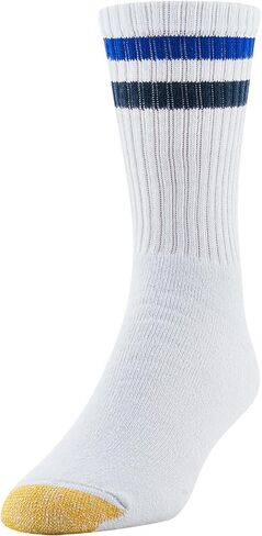 GOLDTOE Men's Cotton Blend Athletic Crew Socks, 6-Pairs, White/Royal Assorted, Shoe Size: 6-12.5 in Saudi Arabia