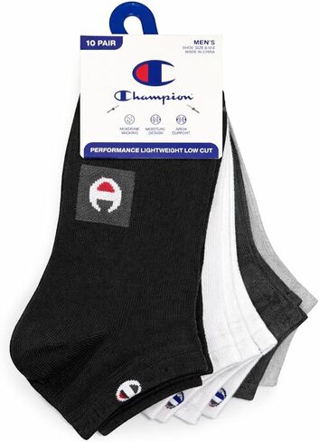 Champion Men's Champion Men's Lightweight Low Cut Socks – 10-pack Moisture-wicking Athletic Socks, Breathable Fit (Size 6-12) in Saudi Arabia