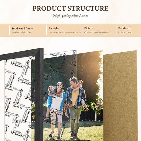 مجموعة إطارات صور مقاس 8 × 10 مكونة من 9 قطع - قلب من الخشب الصلب، إطار رفيع ولكن ليس من البلاستيك المجوف - لمسة نهائية من الخشب الأسود المقاوم للخدش والماء in Kuwait
