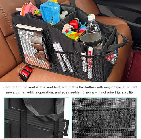 Car Seat Organizer, Collapsible Passenger Seat Storage Caddy with 4 Compartments, Waterproof Oxford Cloth Storage Box for Automotive Front & Back Seats, Car Accessories in Saudi Arabia