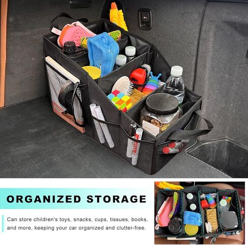 Car Seat Organizer, Collapsible Passenger Seat Storage Caddy with 4 Compartments, Waterproof Oxford Cloth Storage Box for Automotive Front & Back Seats, Car Accessories in Saudi Arabia