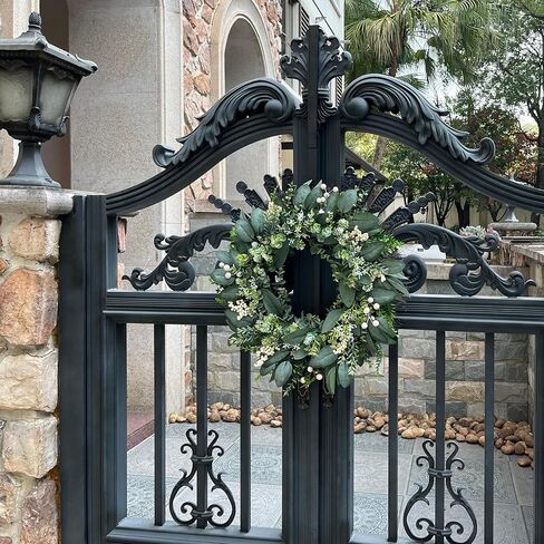 24 Inch Greenery Wreaths for Front Door – Artificial Eucalyptus Wreath with White Berries and Mixed Green Leaves, Year-Round Farmhouse Indoor Outdoor Door Wreath for Spring Summer Home Decor in Saudi Arabia