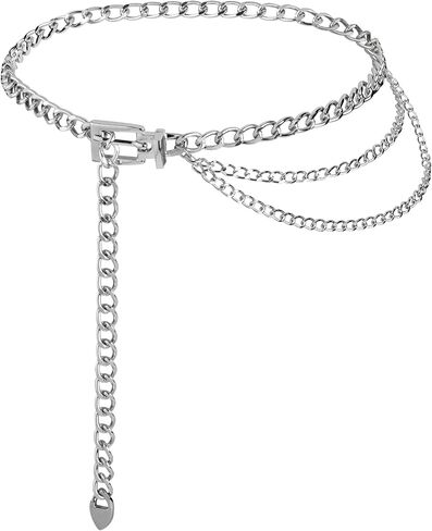 Sacina Silver-tone Chunky Chain belt, Waist Belly Chain, Gothic Goth Punk Grunge Emo Belt, Goth Accessories in Saudi Arabia