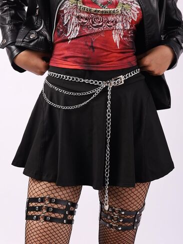 Sacina Silver-tone Chunky Chain belt, Waist Belly Chain, Gothic Goth Punk Grunge Emo Belt, Goth Accessories in Saudi Arabia