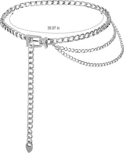 Sacina Silver-tone Chunky Chain belt, Waist Belly Chain, Gothic Goth Punk Grunge Emo Belt, Goth Accessories in Saudi Arabia