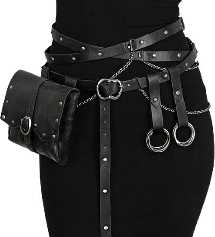 4PCS Renaissance Medieval DIY Belt - Adjustable Pirate Belt with Bag & Skirt Hikes for Ren Faire, LARP & Halloween in Saudi Arabia
