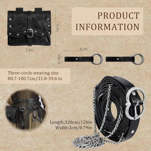 4PCS Renaissance Medieval DIY Belt - Adjustable Pirate Belt with Bag & Skirt Hikes for Ren Faire, LARP & Halloween in Saudi Arabia
