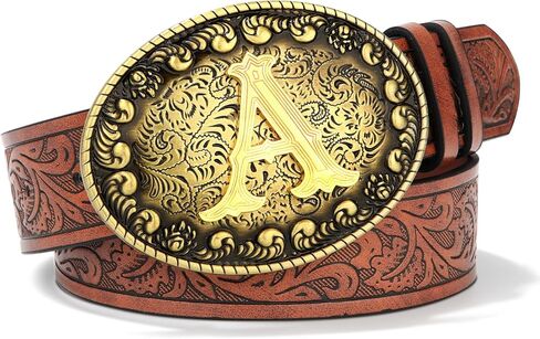 AWAYTR Western Belt for Women Cowgirl - Vintage PU Leather Cowboy Belts for Men with Letter Buckle in Saudi Arabia