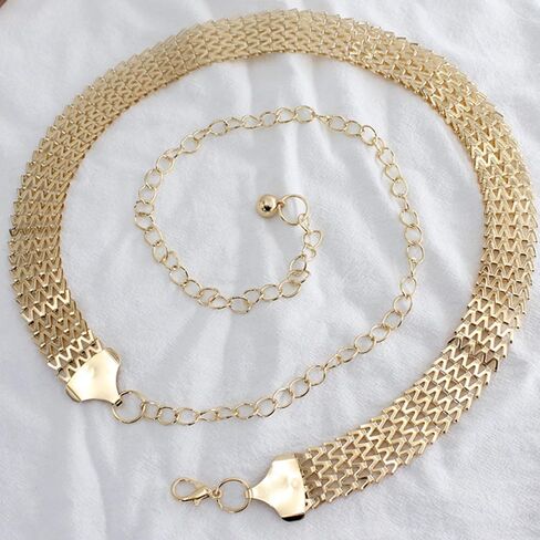 حزام سلسلة ذهبي لامع للسيدات مقاس 1 بوصة حزام خصر لامع لفستان الزفاف خصر رسمي 25 بوصة حتى 40 بوصة in Kuwait