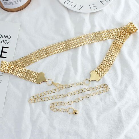 حزام سلسلة ذهبي لامع للسيدات مقاس 1 بوصة حزام خصر لامع لفستان الزفاف خصر رسمي 25 بوصة حتى 40 بوصة in Kuwait