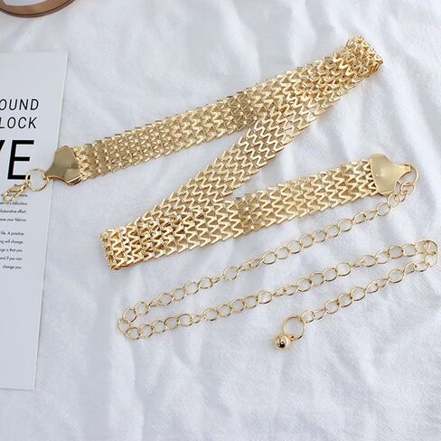 حزام سلسلة ذهبي لامع للسيدات مقاس 1 بوصة حزام خصر لامع لفستان الزفاف خصر رسمي 25 بوصة حتى 40 بوصة in Kuwait