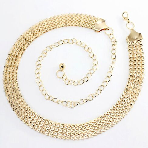 حزام سلسلة ذهبي لامع للسيدات مقاس 1 بوصة حزام خصر لامع لفستان الزفاف خصر رسمي 25 بوصة حتى 40 بوصة in Kuwait