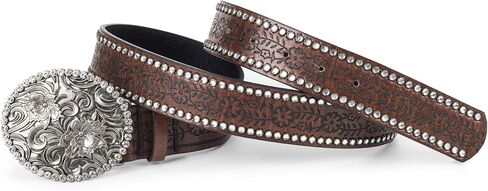 Womens-Western-Belts Rhinestone-Cowboy-Cowgirl-Belt Embossed Floral Pu Leather Bling-Diamond Country Belts(for 33"-38") in Saudi Arabia