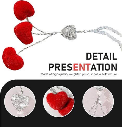 Bling Diamond Heart Car Charm, Automotive Crystal Love Heart Decor with Fuzzy Ornament Rearview Mirror Pendant, Universal for Most Cars (Red) in Saudi Arabia