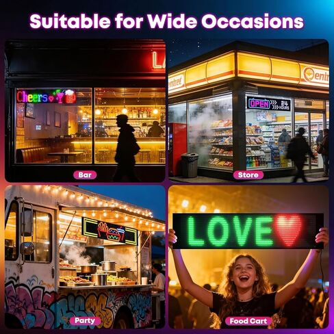 شاشة LED متعددة اللوحات عالية السطوع 5800 لوكس (23.4 بوصة × 4.73 بوصة) - أكثر سطوعًا بمقدار 3 مرات، نص ورسوم متحركة قابلة للبرمجة عبر التطبيق/عن بعد للسيارات والمتاجر - يعمل بمنفذ USB 5 فولت in Kuwait