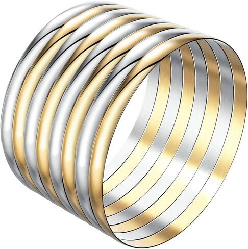 Linkidea Plus Size Bangle Bracelets Set for Women, Set of 8 Stainless Steel Extra Large Round Golden Bangles, 9.2 Inches (XL) in Saudi Arabia