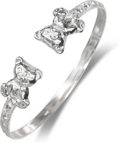 Teddy Bear .925 Sterling Silver Flat West Indian Bangle, 1 piece in Saudi Arabia