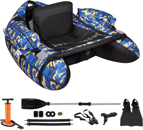 Inflatable Float Tube, with Paddles, Fish Ruler, Air Pump, Adjustable Shoulder Straps, Weight Capacity of 286 pounds, Suitable for Adults Fishing in Rivers and Lakes in Kuwait