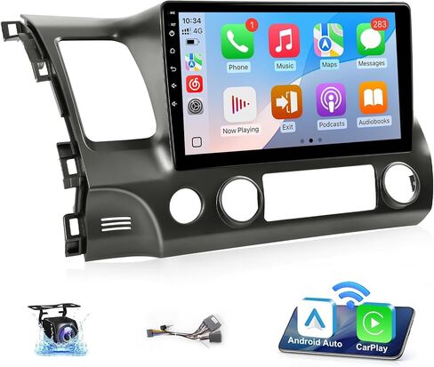راديو ستيريو للسيارة من Leadfan لسيارة Honda Civic 2001-2002 2003 2004 2005 Wireless CarPlay Android Auto، شاشة لمس IPS مقاس 9 بوصة مع نظام ملاحة GPS واي فاي / بلوتوث / وصلة مرآة / FM / SWC / كاميرا احتياطية / USB in Saudi Arabia