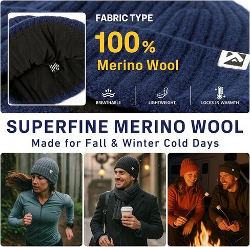 TOP-EX DryKnit™ PolarWool مقاوم للماء Polartec® صوف مبطن 100% صوف ميرينو L/XL/XXL قبعة صغيرة مكبلة قبعة شتوية دافئة متماسكة in Saudi Arabia