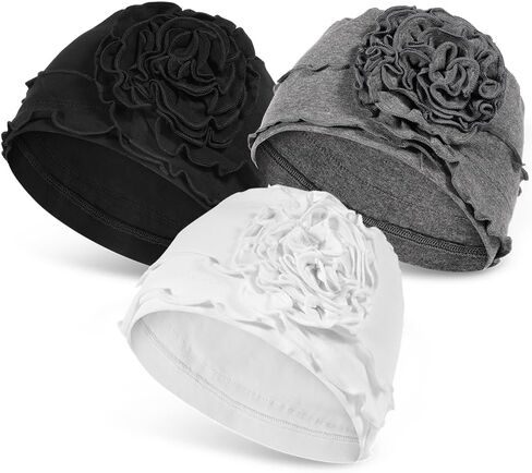JarseHera 3PCS Cotton Chemo Headwear for Women Soft Cancer Caps Beanie for Hair Loss in Kuwait