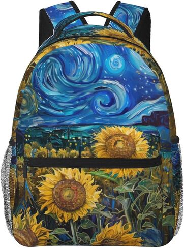 هدايا حقيبة ظهر عباد الشمس للفتيات والأولاد والأطفال والمراهقين، حقائب ظهر للسفر وحقيبة كمبيوتر محمول، وحقيبة كتب، وحقيبة ظهر فنية مليئة بالنجوم لحقل عباد الشمس للمدرسة، والعمل، والمغامرات الخارجية in Kuwait