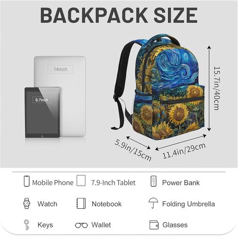 هدايا حقيبة ظهر عباد الشمس للفتيات والأولاد والأطفال والمراهقين، حقائب ظهر للسفر وحقيبة كمبيوتر محمول، وحقيبة كتب، وحقيبة ظهر فنية مليئة بالنجوم لحقل عباد الشمس للمدرسة، والعمل، والمغامرات الخارجية in Kuwait