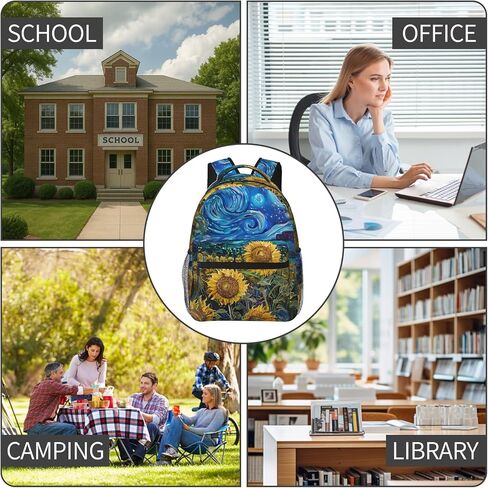 هدايا حقيبة ظهر عباد الشمس للفتيات والأولاد والأطفال والمراهقين، حقائب ظهر للسفر وحقيبة كمبيوتر محمول، وحقيبة كتب، وحقيبة ظهر فنية مليئة بالنجوم لحقل عباد الشمس للمدرسة، والعمل، والمغامرات الخارجية in Kuwait