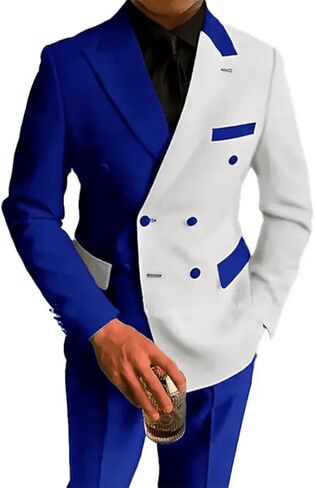 Men's Slim Fit 2-Piece Wedding Suits Double Breasted Peak Lapel Formal Business Blazer & Pants Set Groom Tuxedo Outfit in Saudi Arabia