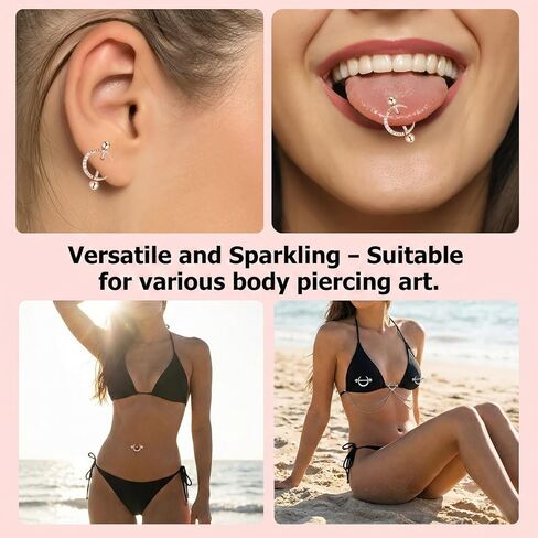 4Pcs Moon Nipple Piercing Jewelry 14G Gold Sliver Nipple Rings Moon Nipple Shield Barbell Ring Tongue Ring 316L Stainless Steel Nipple Shield Ring for Women Men in Saudi Arabia