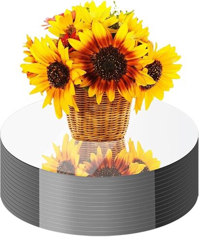 10PCS Round Mirrors for Centerpieces Acrylic Circle Mirror Wall Mount Mirrors Tiles Candle Mirror Tray for Wedding Birthday Valentine Party Table Centerpieces Decorations (10inch/25cm) in Saudi Arabia