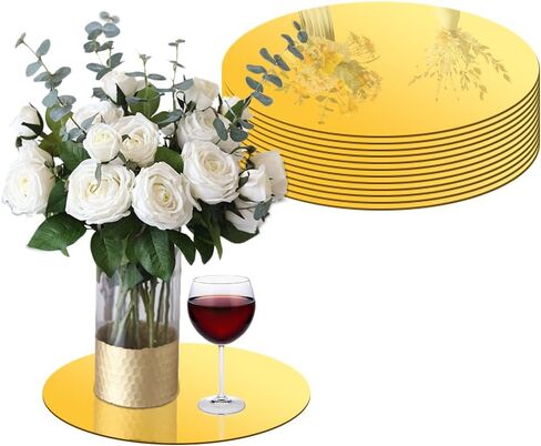 صواني مركزية للمرايا المستديرة من الأكريليك مقاس 10 بوصات للطاولات 20 قطعة من حاملات الشموع مجموعة أطباق الشموع لتزيين الطاولة المركزية لحفلات الزفاف، وحفلات استقبال المولود الجديد، والكريسماس، وديكور الحائط، بسمك 1 مم (أبيض) in Kuwait