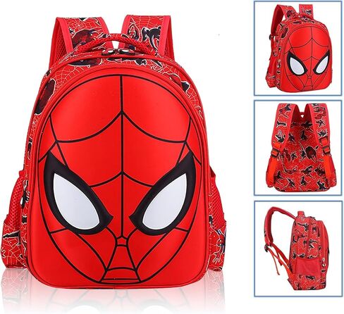 Cartoon Spider Schoolbag with Pencil Case - 3D, Waterproof, Large-Capacity for Primary School Boys (14in) in Kuwait