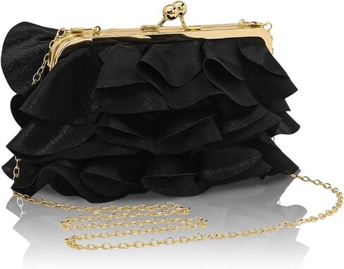 محفظة بمقبض زهري للنساء من الساتان الناعم حقيبة مسائية رسمية بمقبض العروس ومحفظة كشكشة لحفلات الزفاف in Kuwait