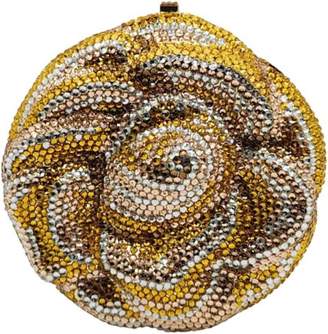 محفظة فاخرة ثلاثية الأبعاد على شكل زهرة الورد للنساء حقيبة يد كريستالية كاملة للحفلات والسهرة الماسية محفظة زفاف صغيرة in Kuwait