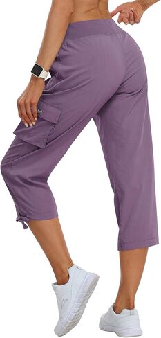 MoFiz Women's Cargo Capris Hiking Pants Lightweight Quick Dry Outdoor Athletic Travel Casual Loose Comfy Cute Zipper Pockets in Saudi Arabia