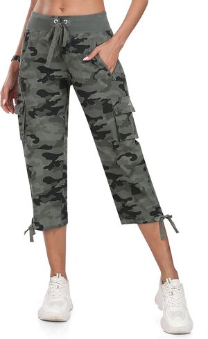 MoFiz Women's Cargo Capris Hiking Pants Lightweight Quick Dry Outdoor Athletic Travel Casual Loose Comfy Cute Zipper Pockets in Saudi Arabia