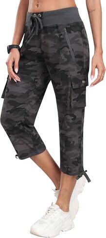 MoFiz Women's Cargo Capris Hiking Pants Lightweight Quick Dry Outdoor Athletic Travel Casual Loose Comfy Cute Zipper Pockets in Saudi Arabia