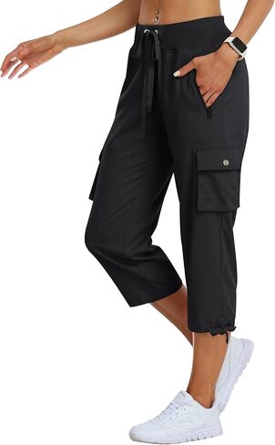 MoFiz Women's Cargo Capris Hiking Pants Lightweight Quick Dry Outdoor Athletic Travel Casual Loose Comfy Cute Zipper Pockets in Saudi Arabia