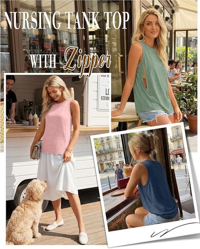 3 Pack Women's Nursing Tank Tops Hidden Zippers Sleeveless Shirts Breastfeeding Crew Neck Loose Maternity Tops in Saudi Arabia