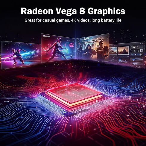 كمبيوتر محمول 15.6 فل اتش دي AMD Ryzen 5 (4C/8T)، ذاكرة وصول عشوائي 16 جيجابايت، 512 جيجابايت SSD، رسومات Radeon Vega 8، شحن سريع 65 وات، USB3.0 ونوع C، كاميرا 2.0 ميجابكسل، Windows 11، كمبيوتر محمول محمول للطلاب العمل والمكتب المنزلي in Kuwait