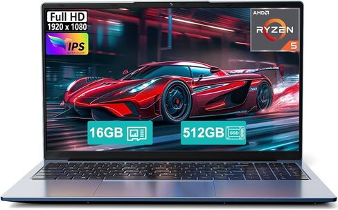 كمبيوتر محمول 15.6 فل اتش دي AMD Ryzen 5 (4C/8T)، ذاكرة وصول عشوائي 16 جيجابايت، 512 جيجابايت SSD، رسومات Radeon Vega 8، شحن سريع 65 وات، USB3.0 ونوع C، كاميرا 2.0 ميجابكسل، Windows 11، كمبيوتر محمول محمول للطلاب العمل والمكتب المنزلي in Kuwait
